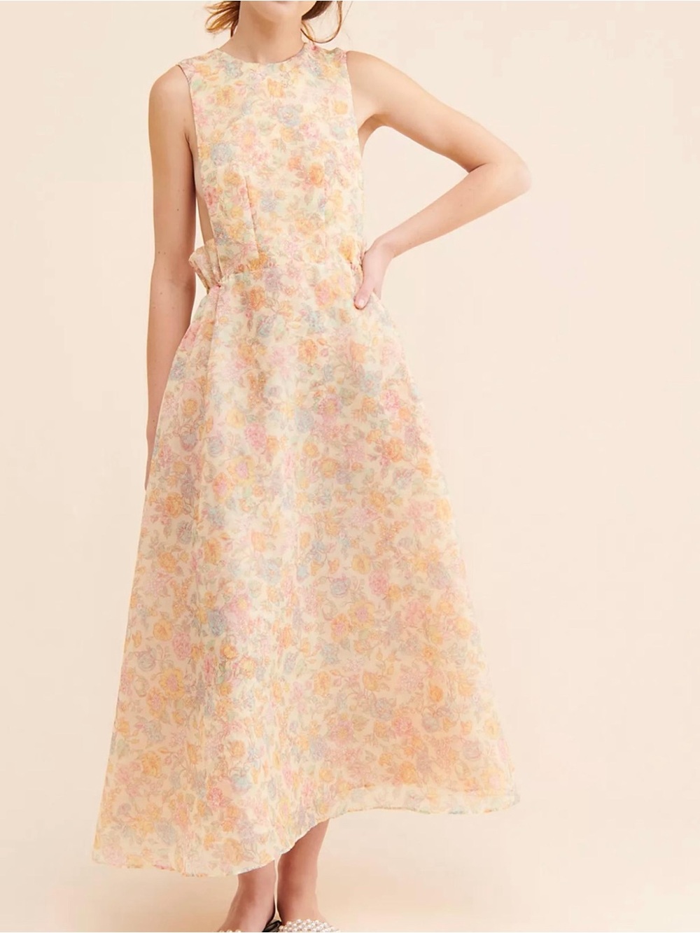 Selkie puffy pinafore dress floral